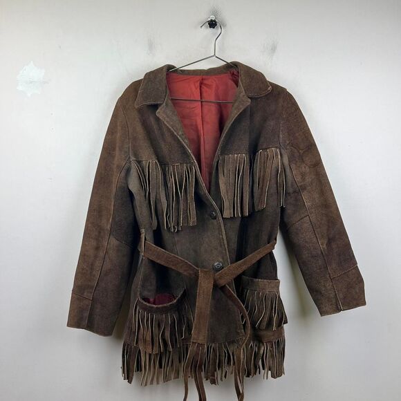 Vintage 1960s Genuine Suede Leather Fringe Western Jacket Size M - Picture 1 of 7